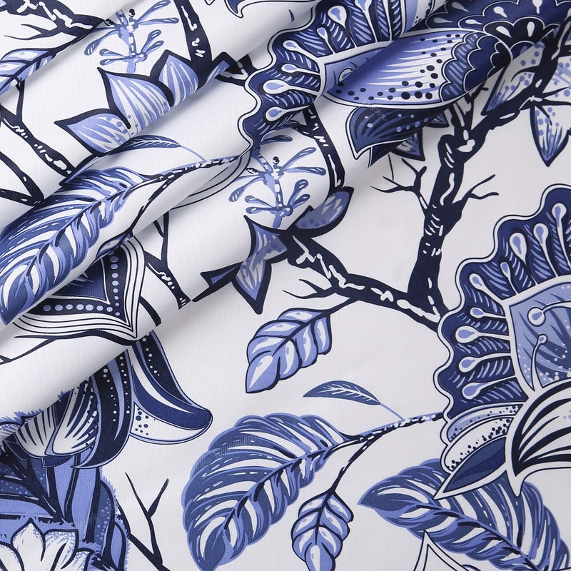 Lush Decor, Blue Cynthia Jacobean Darkening Window Curtains Set for Living, Dining Room, Bedroom, 108" L Panel Pair - Image 5